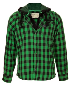 Brave Soul Green Mock Hooded Shirt