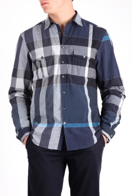 Burberry Navy Large Check Pocket Shirt