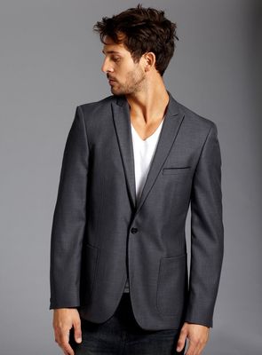 Burton Grey Slim Fit Peak Razor Edge Blazer