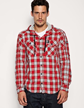 Duck & Cover Check Hooded Shirt