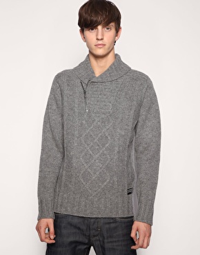 Jack & Jones Shot Cowl Neck Cable Knit Jumper