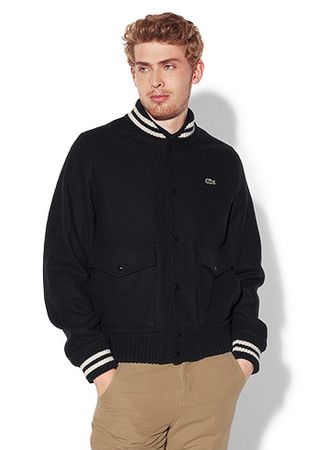 Lacoste Buttoned Jacket With Striped Finish