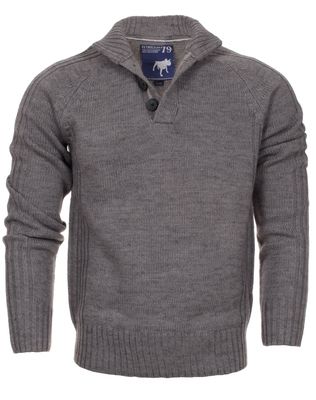 Petroleum 3 Button V Neck Collar Jumper