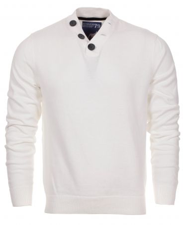 Petroleum 3 Button V Neck Jumper