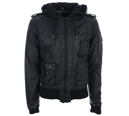 Religion Removable Hood Leather Jacket