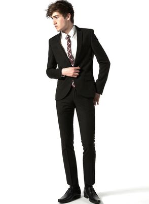Topman Black Textured Skinny Suit