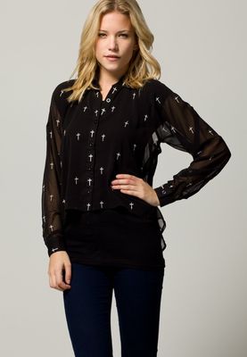Reverse Black Cross Blouse