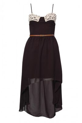 34 Disciples Chiffon Hi Lo Belted Lace Dress