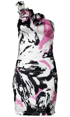 AX Paris Abstract Water Colour Print Asymmetric Dress