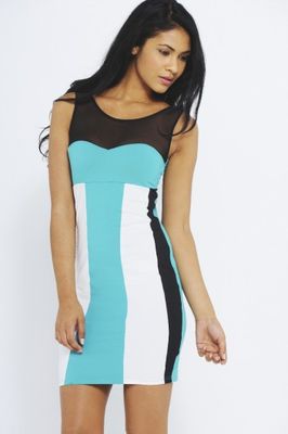 AX Paris Lace Insert Block Colour Dress