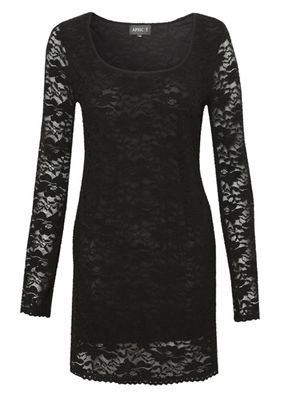 Apricot Black Lace Flowers Dress