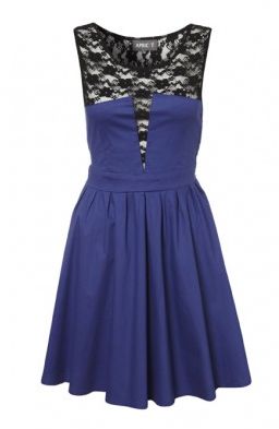 Apricot Blue Lace Bodice Dress