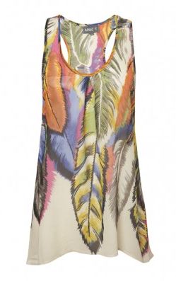 Apricot Brilliant Feathers Chiffon Vest