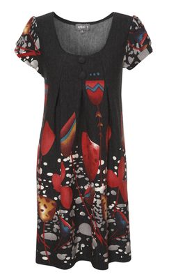 Apricot Red Tulip Print Dress