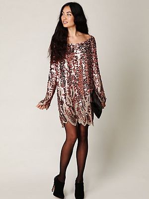 Free People Long Sleeve Pailettes Dress