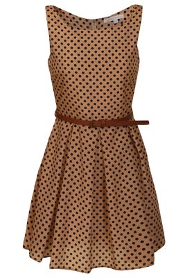 Glamorous Anne Tan With Black Spot Dress