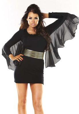 Jessica LOVE Black Chiffon Batwing Dress