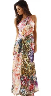 Koo Ture Sienna One Shoulder Rose Print Maxi Dress