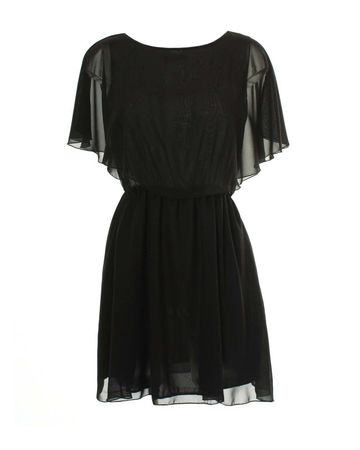 LOVE Black Cape Chiffon Dress