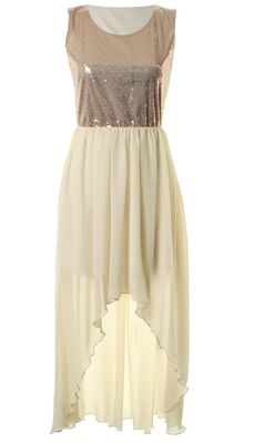 LOVE Cream Rose Sequin Asymmetrical Dress