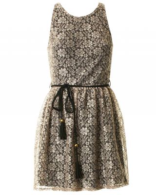 LOVE Floral Print Lace Open Back Dress