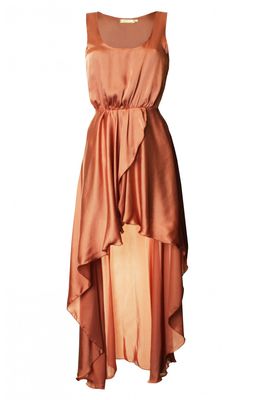LOVE Peach Asymmetrical Maxi Dress