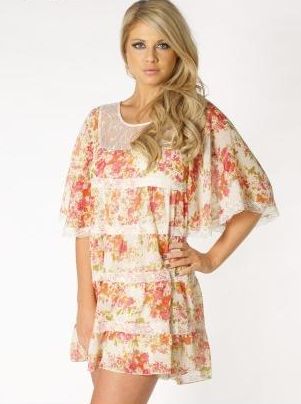 Lipsy Floral Tiered Smock Dress