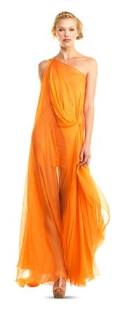 Max Studio Crinkled Silk Chiffon Maxi Dress