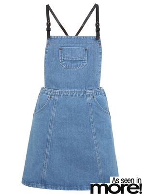 Miss Selfridge PU Strap Denim Pinafore Dress