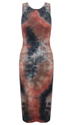 Rust Tie Dye Midi Dress