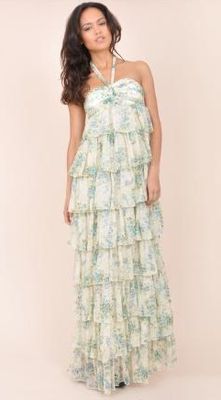 TFNC Floral Ruffle Halter Maxi Dress