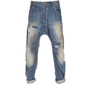 Crafted Drop Crotch Ripped Jeans
