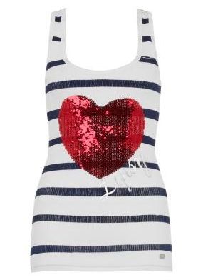 Lipsy Stripe Sequin Heart Logo Vest