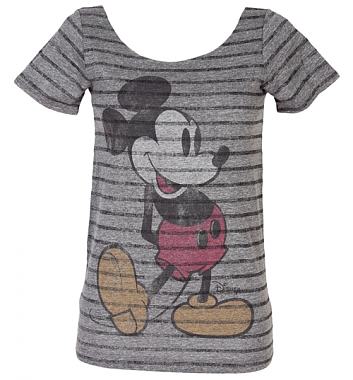 Mickey Mouse Striped Triblend Slash Neck T-Shirt
