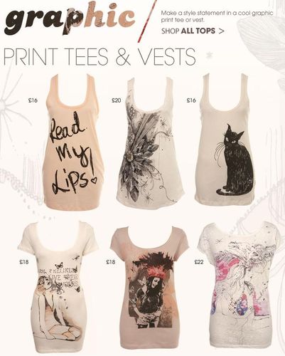 Miss Selfridge Graphical Print Tops