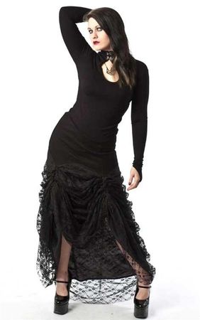 Necessary Evil Serida Twill Lace Long Skirt