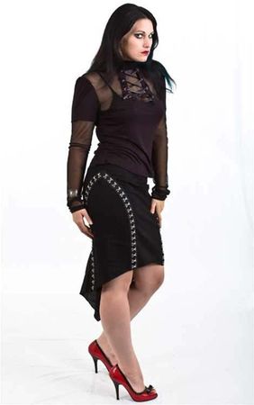 Necessary Evil Shina Black Net Lace Up Top