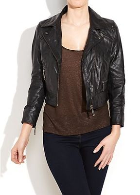 New Look Cropped Leather Biker Jacket