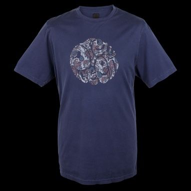 Pretty Green Navy Crew Neck Tee Vintage Paisley Print