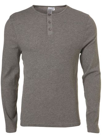 Topman Light Grey Rib Grandad T-Shirt