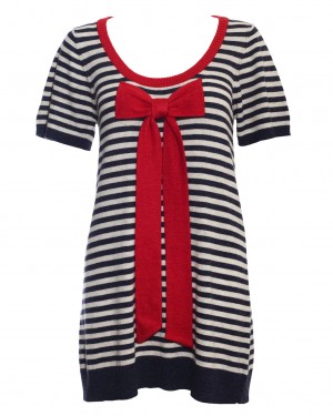 Warm Pixie Stripe Big Bow Tunic