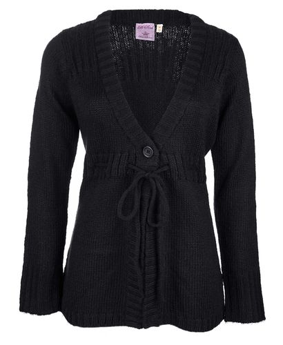 Blue Inc Woman Tie Waist Black Cardigan